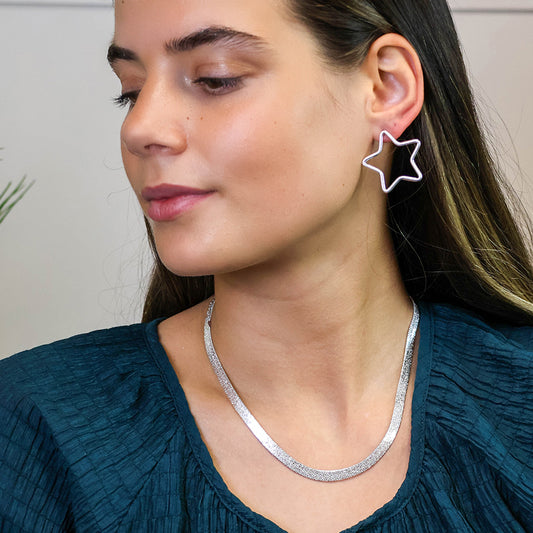 Silver plated liquid chain necklace