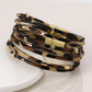 Multistrand leopard print and golden element bracelet