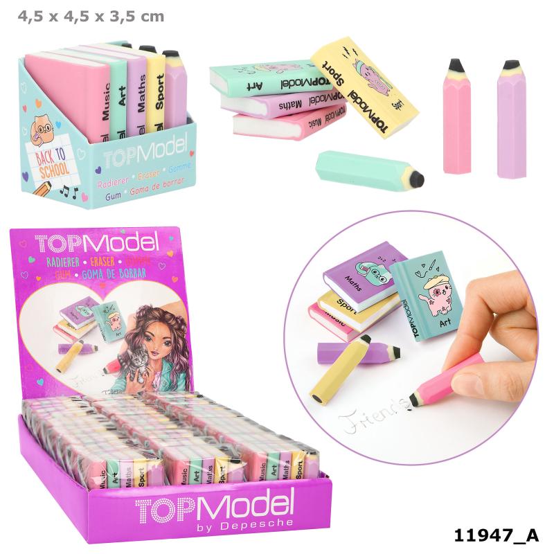 TOPModel Eraser Set Mini School Books & Pencils