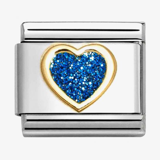 CLASSIC Blue Glitter Heart Charm