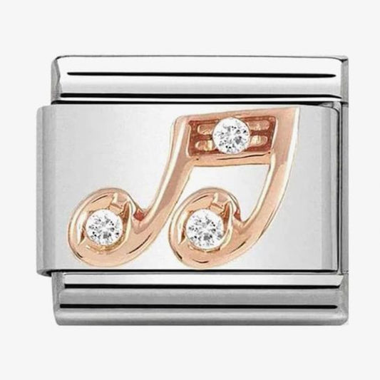 Rose Gold Music Note with Cubic Zirconia Charm