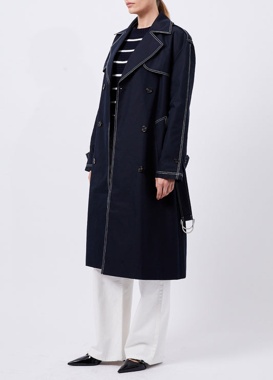 70YAA Afton Contrast Stitch Belted Trench Coat