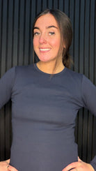 Women’s Riley long sleeve fitted top in Night Sky navy