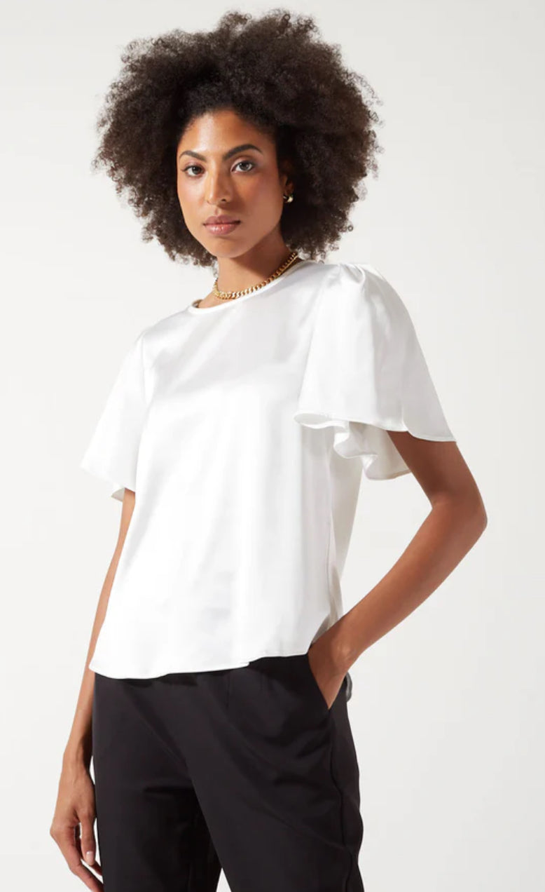 White Satin Top Blouse