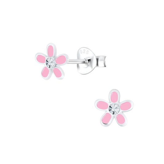 Pink Flower Stud Earrings