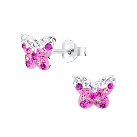 Pink and silver BUTTERFLY EARRINGS D123P