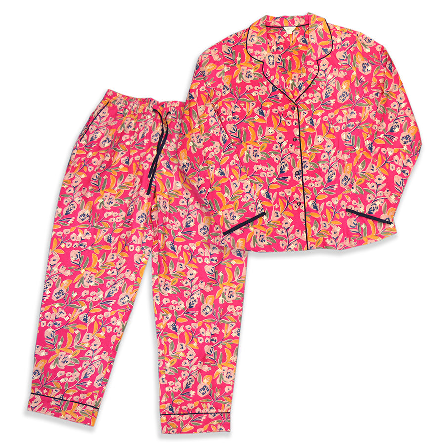 Cherry Red Multi Botanical Print Pyjama Set