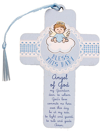 Wood Cross 5 inch/Guardian Angel Boy 12460