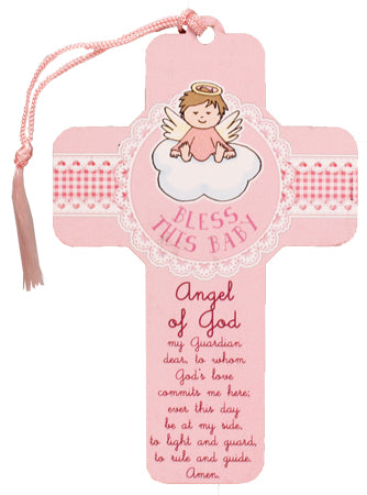 Wood Cross 5 inch/Guardian Angel Girl 12461