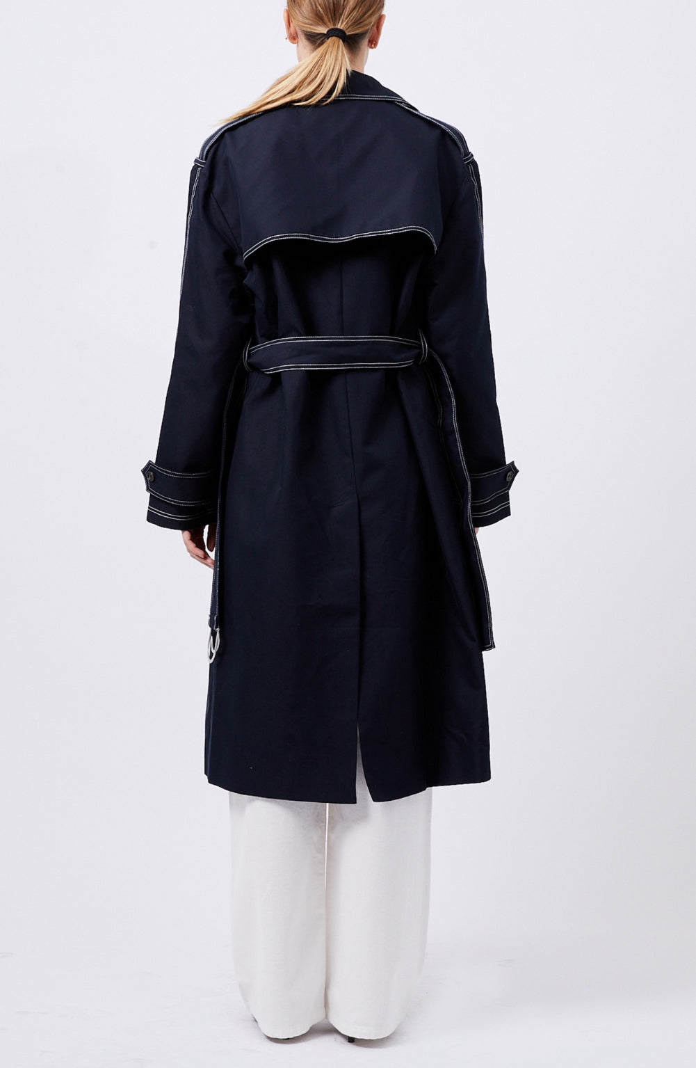 70YAA Afton Contrast Stitch Belted Trench Coat