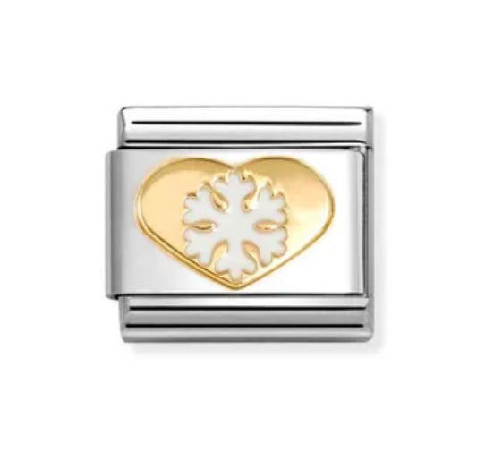 Classic Gold White Snowflake Charm