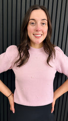 Close up Pearl Detail Knit Top in Pink | Women’s Knitwear