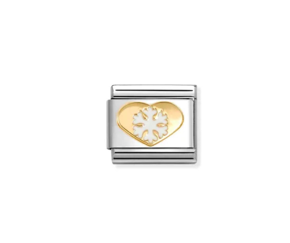 Classic Gold White Snowflake Charm