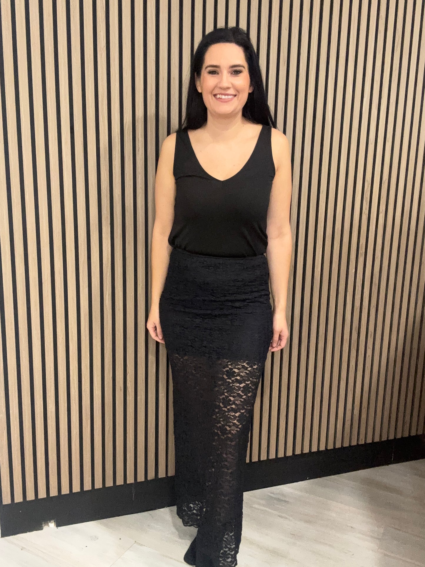 Isla black lace skirt