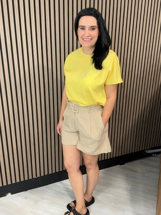 Linen Buckle Shorts humus