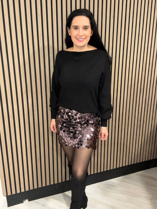 Kelly sequin skirt - brown/gunmetal