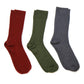Red, green and grey triple ribbed sock set for men