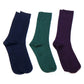 Green, blue and purple triple ribbed sock set for men