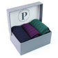 Green, blue and purple triple ribbed sock set for men