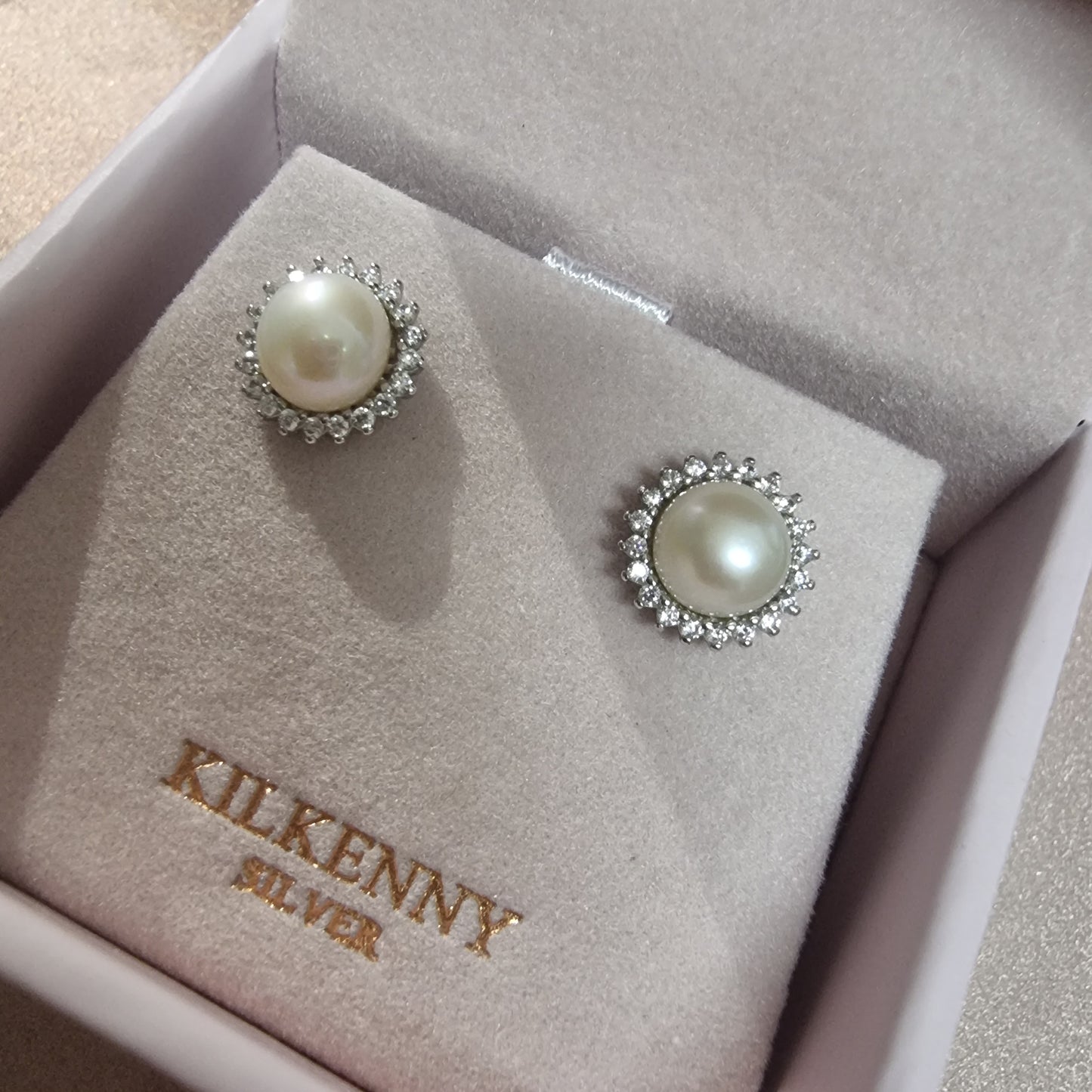 Silver pearl stud dimonte earring