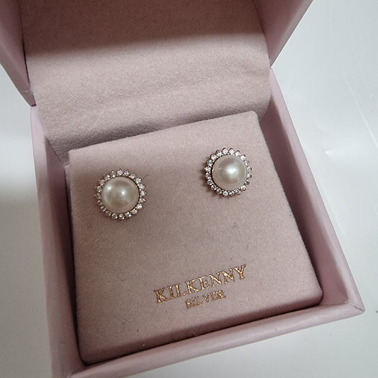 Silver pearl stud dimonte earring 1917