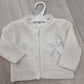 Christening/ Baptism cardigan with white bow