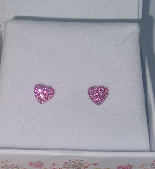 Pink and HEART EARRINGS D162