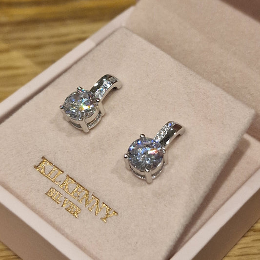 Stone drop silver earrings