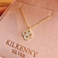 Gold large four clover drop necklace 3254