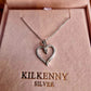 LARGE SILVER GLISTENING HEART NECKLACE L3281