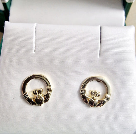 Gold Claddagh  Stud Earrings