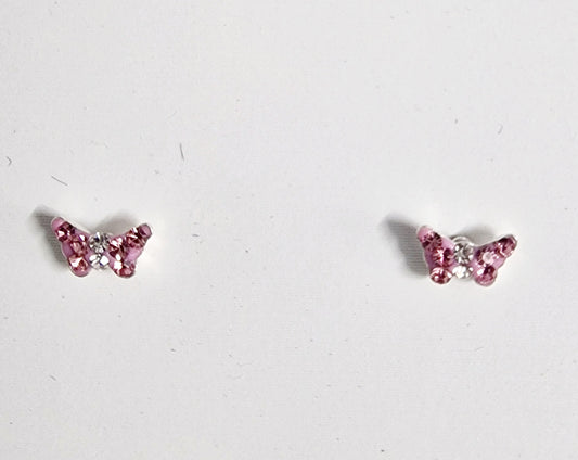 Tiny pink butterfly Stud Earrings