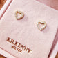 Gold Heart Stud Earrings with Stone E2002