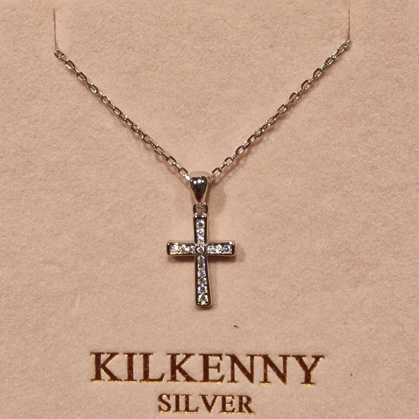 Cross Necklace with cz stones – Silver