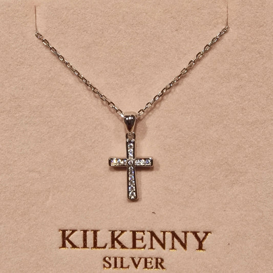 Cross Necklace with cz stones – Silver