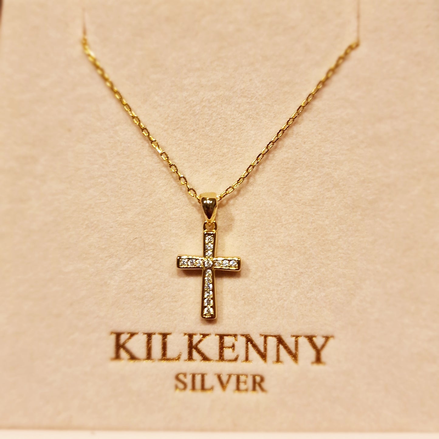 Cross Necklace with cz stones – Gold