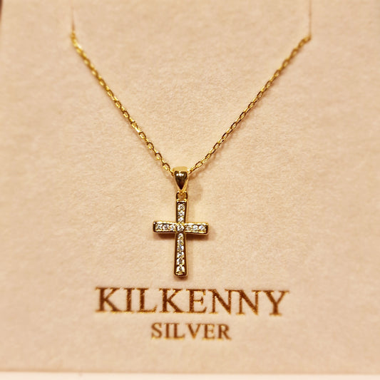 Cross Necklace with cz stones – Gold