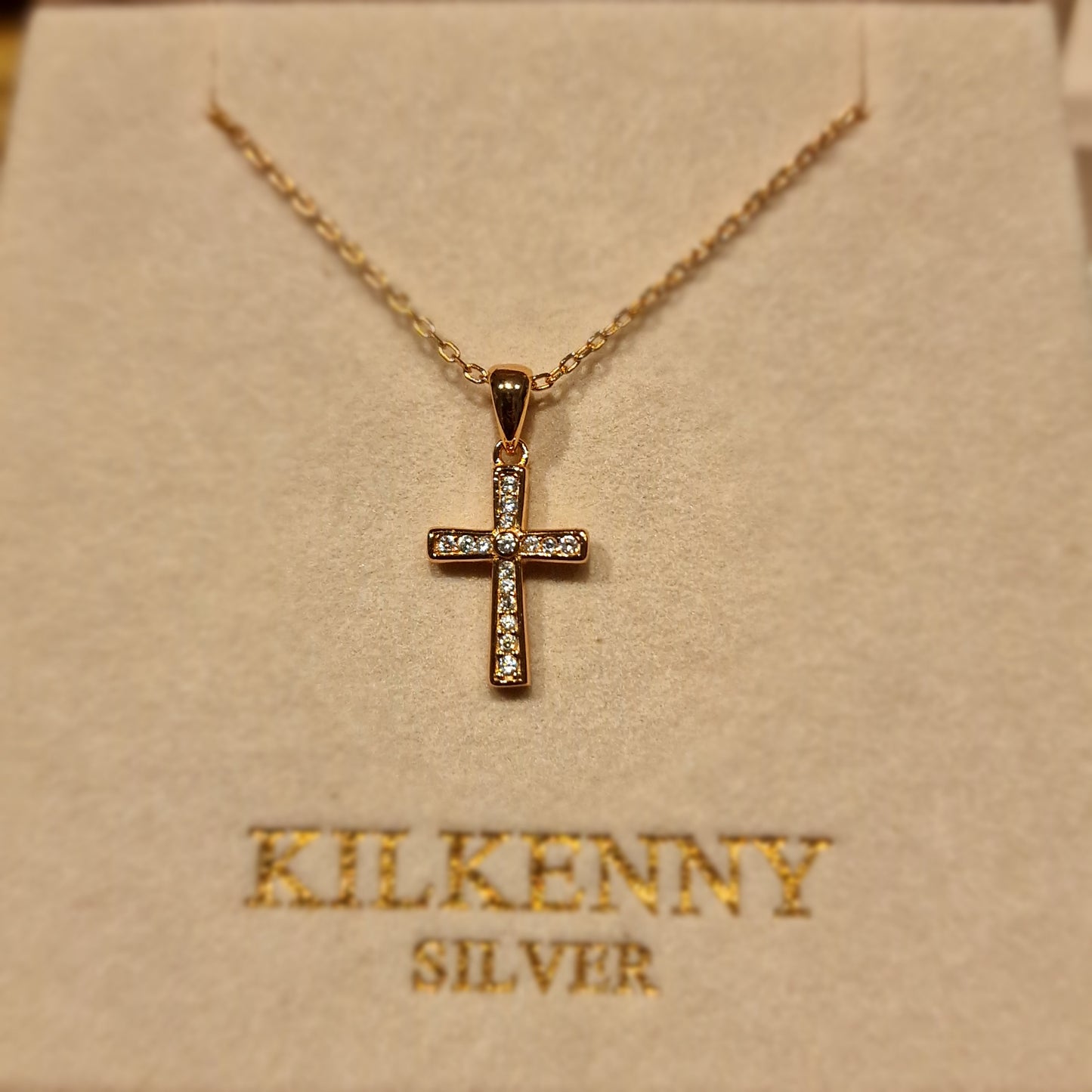 Cross Necklace with cz stones – Rosegold