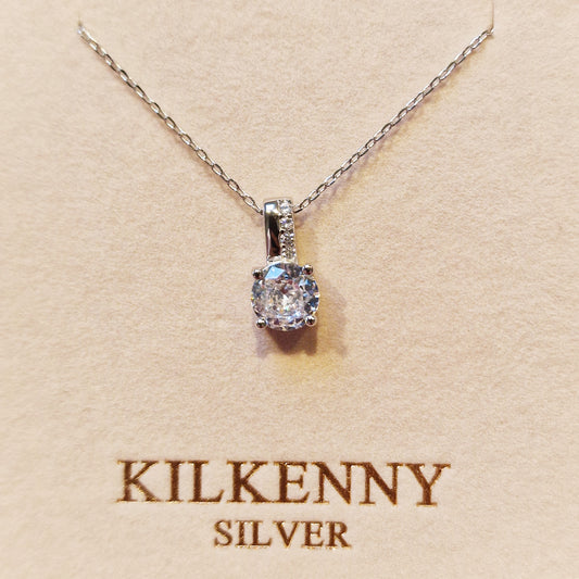 Single stone CZ Necklace – Silver L3273