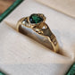 Celtic Claddagh Ring with Emerald Cubic Zirconia- Gold R124