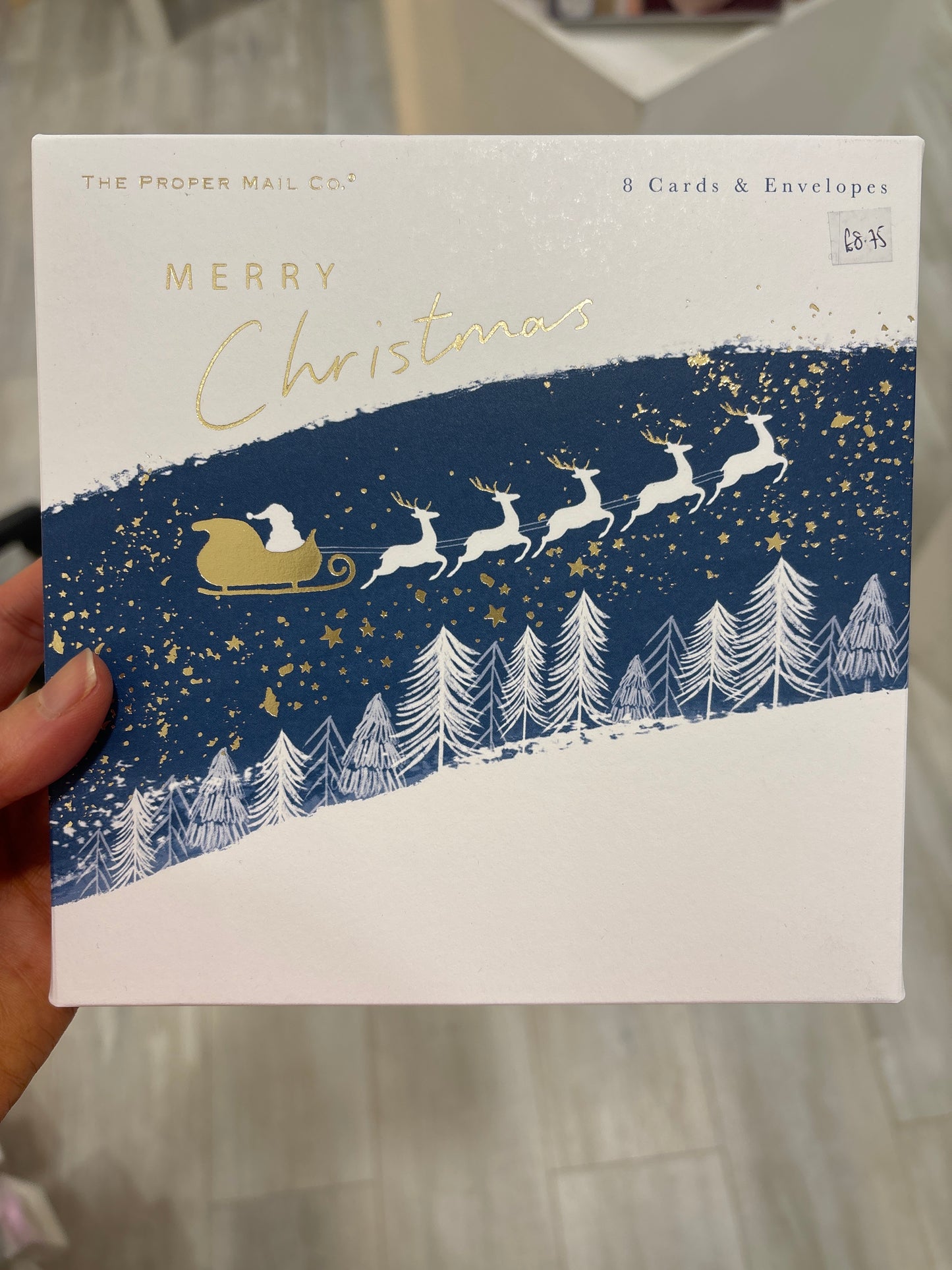 Boxed christmas cards Santa reindeers