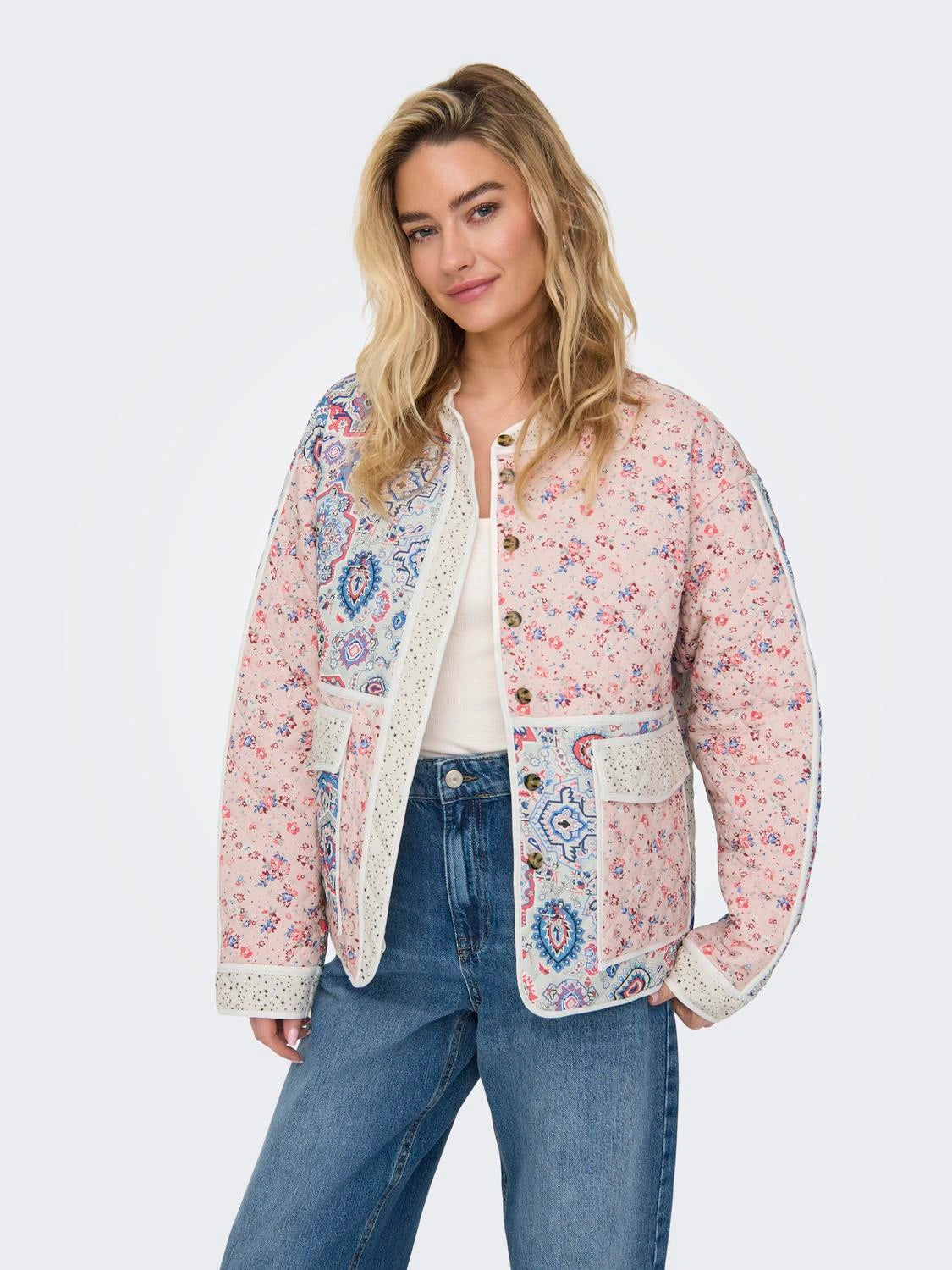 15323550 Quilted Patchwork Jacket - Tofu Romantic Flower