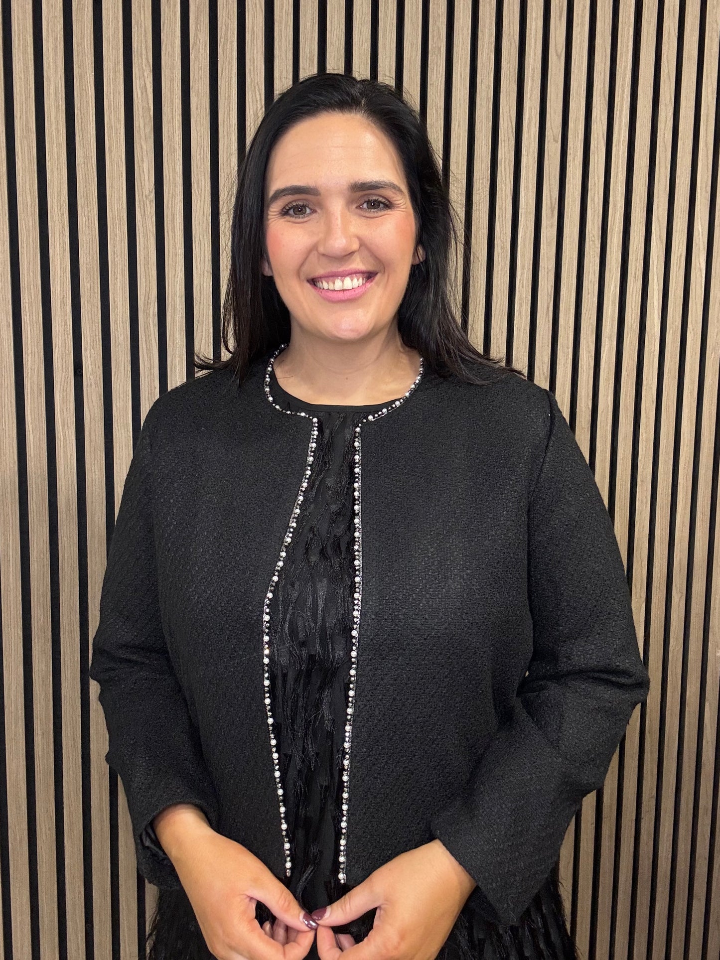 Sinead black embroidered short blazer