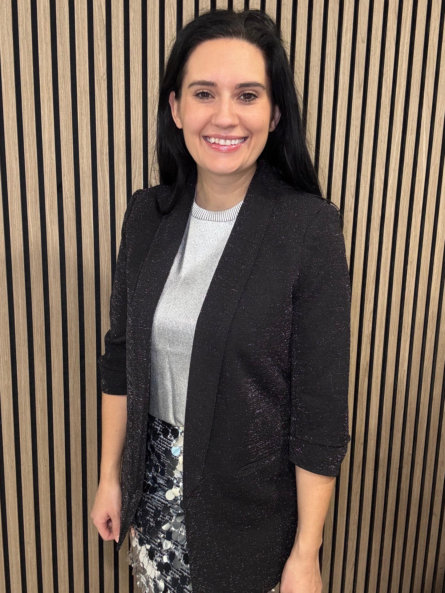 Victoria glitter blazer in Black