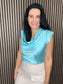 Dora Top - Teal Cowl Neck