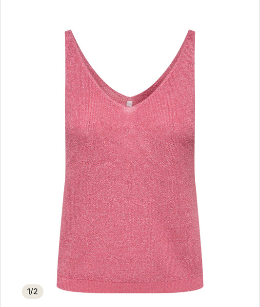 15322379 Knit Glitter Top Camellia Rose/ Silver