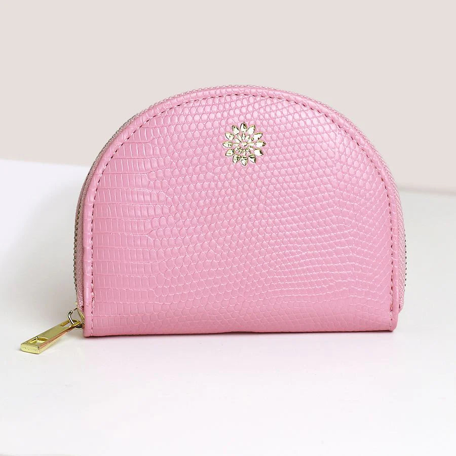 81507 Baby Pink faux leather half moon coin purse