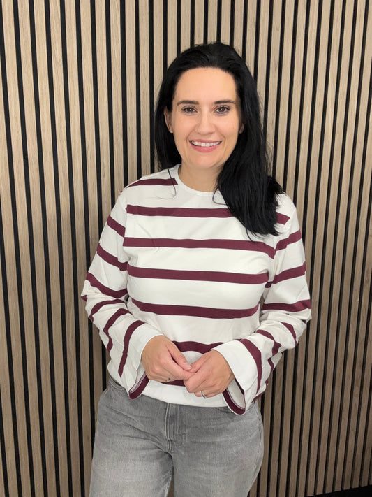 Mary Stripe Top - Maroon Banner