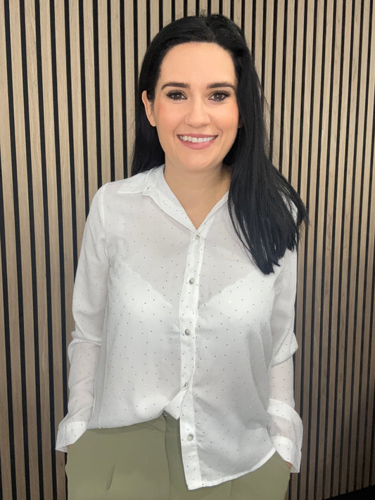 Diane white stud sparkle shirt