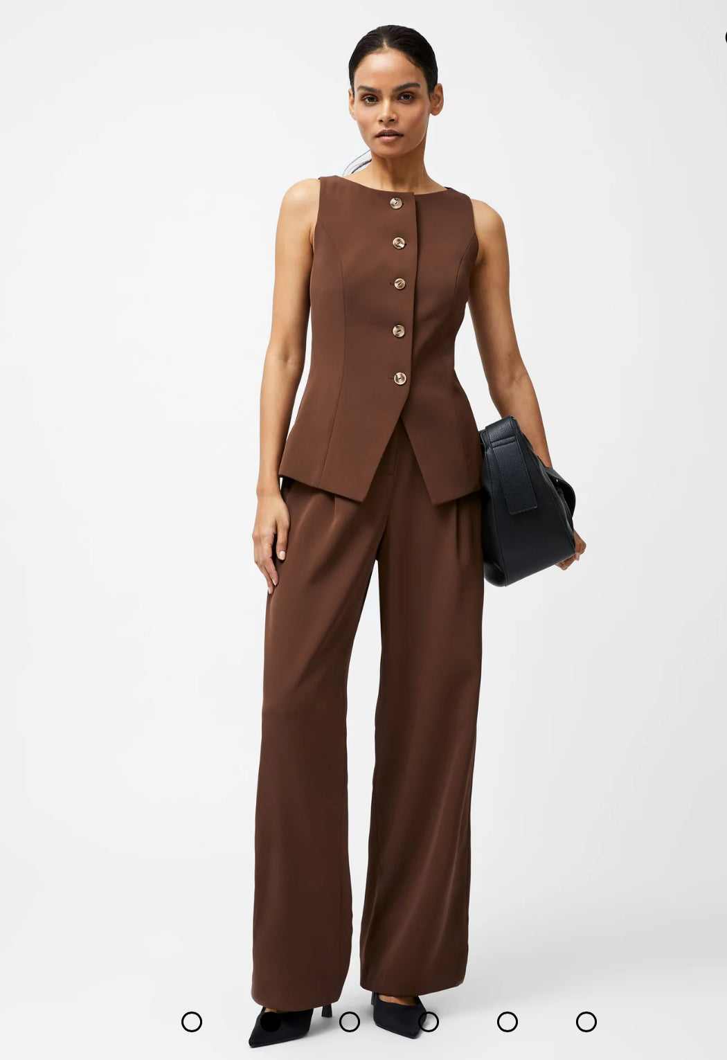 72YBM Harrie Tailored Waistcoat Top - Chocolate